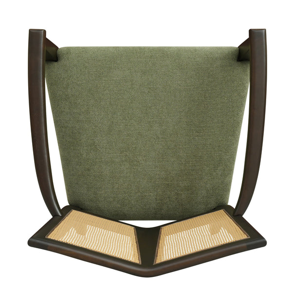 Mid Century Modern Arm Dining Chair Set With Rattan Backrest