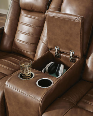 Gruaro - Power Reclining Loveseat With Console / Adjustable Headrest - Amber