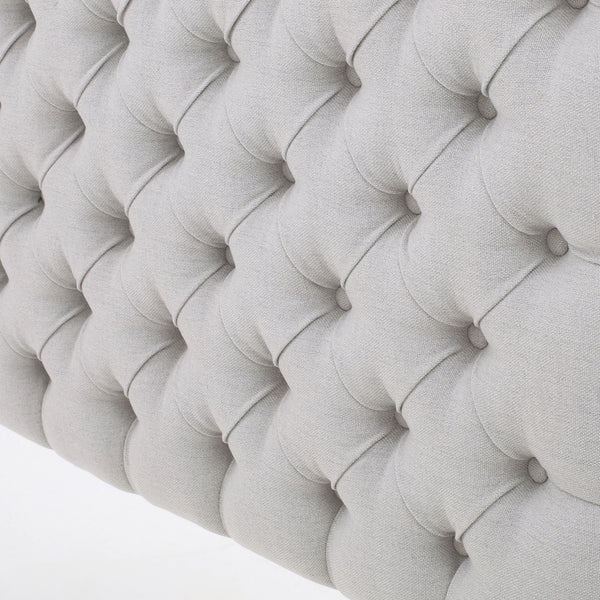 Queen Size Headboard With Button Tufting - Light Gray