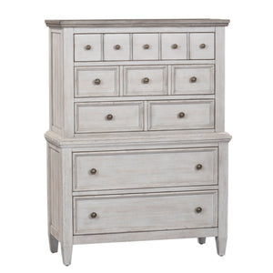 Heartland - 5 Drawer Chest - Antique White / Tobacco Tops