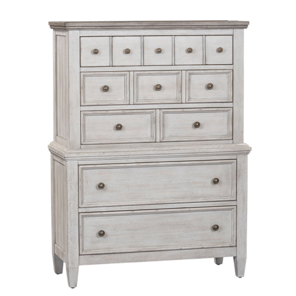 Heartland - 5 Drawer Chest - Antique White / Tobacco Tops