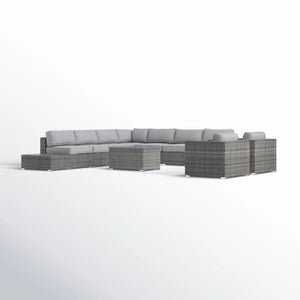 Wicker Sectional Seating Group With Cushions