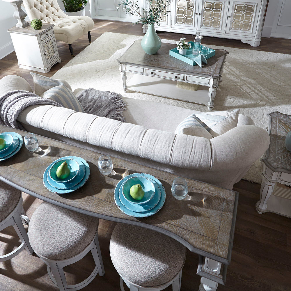 Magnolia Manor - 4 Piece Console Set (1 Console 3 Stools) - Antique White