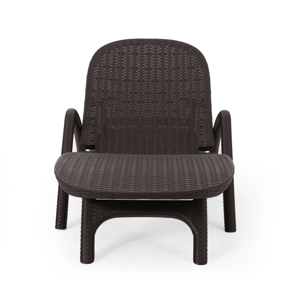 Polypropylene Resin Chaise Lounge With Hand Crafted Details - Dark Brown