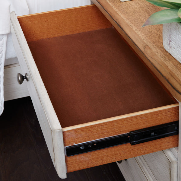 Farmhouse Reimagined - 3 Drawer Nightstand With Charging Station - Antique White / Chestnut Tops