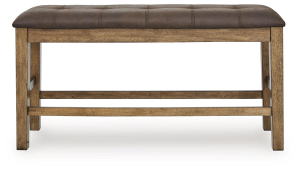 Urbinforte - Double Counter Height Upholstered Bench - Light Brown