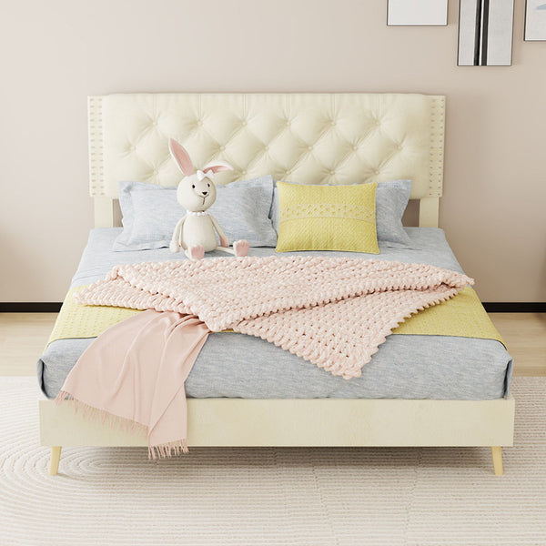 Upholstered Bed With Tufted Headboard
