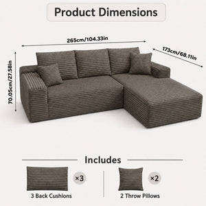 Modern L-Shaped Sectional Sofa With Left Facing Chaise
