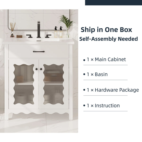 Modern Bathroom Vanity With Tempered Glass Doors