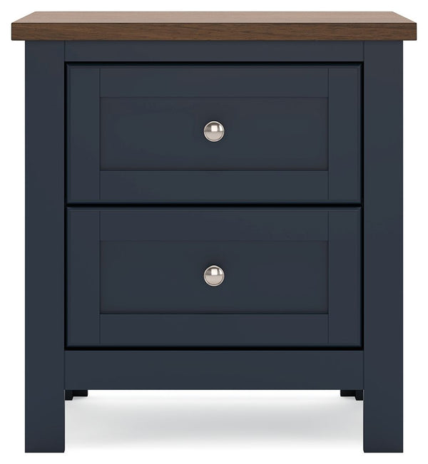 Landocken - Two Drawer Night Stand - Brown / Blue