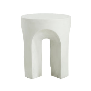 Outdoor Round Top Side Table / End Table, Living Room Accent Table - Antique White