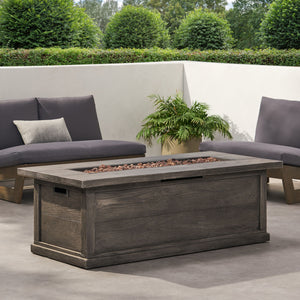 Transitional Rectangular Outdoor Propane Fire Pit With 50, 000 Btu