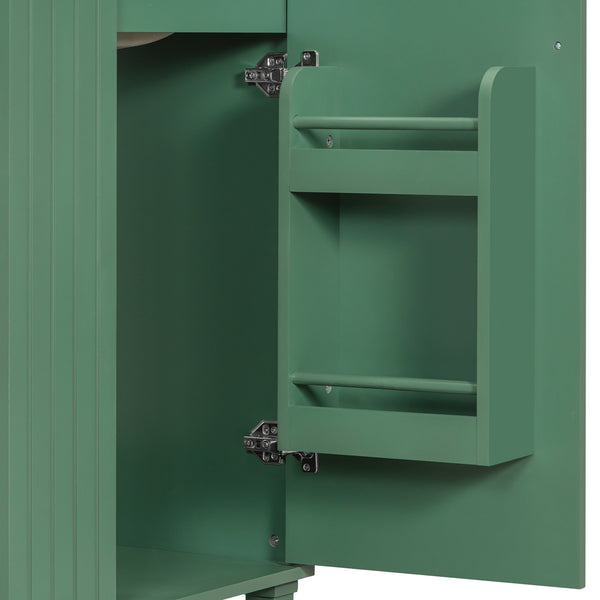 Classic Retro Bathroom Vanity With Sink, Door Shelf, Side Open Storage Frame