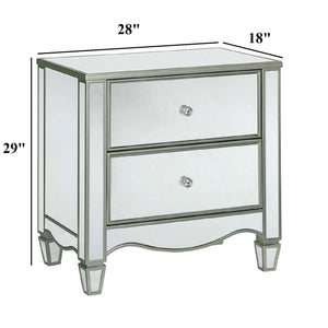 Nightstand With Mirror Panels - Silver