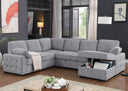 Nyhan - Upholstered Corner Sectional With Pull Out Loveseat And Storaged Chaise