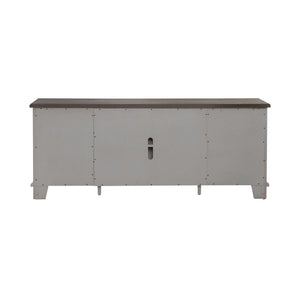 River Place - 75" Entertainment Console - Riverstone White & Tobacco