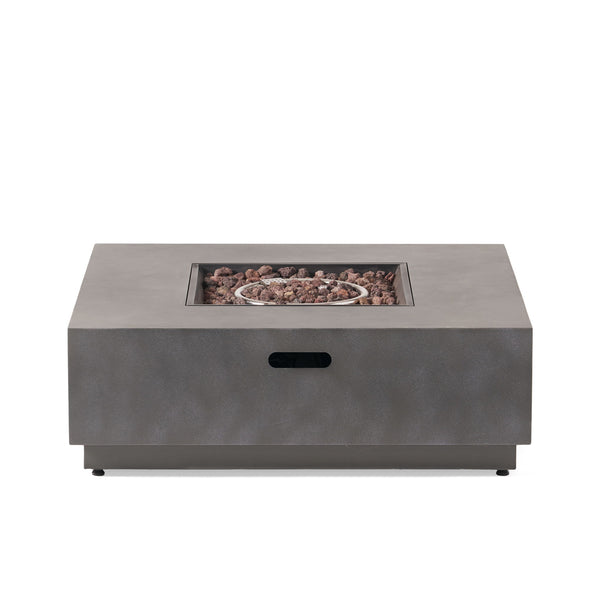 Modern Square Iron Fire Pit 50, 000 Btu - Stone Gray