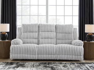 Rhines Falls - Reclining Power Sofa With Drop Down Table - Alloy