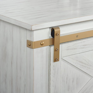 Console Table With Storage Drawer And Open Shelves - Antique White / Gold