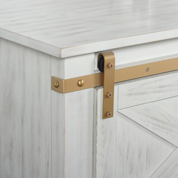 Coffee Table With Storage Drawer And Open Shelves - Antique White / Gold
