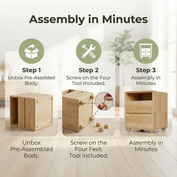 Nightstand With 2 Drawers And Shelves