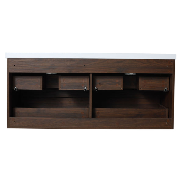 Modern Floating Bathroom Vanity With Dual Resin Sink, Soft Close Drawers