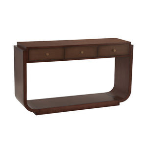 Console Table With 3 Drawers, Display Shelf, Curved Legs - Walnut