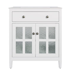 Bathroom Vanity With Ceramic Sink, Adjustable Shelf & Tip Out Tray