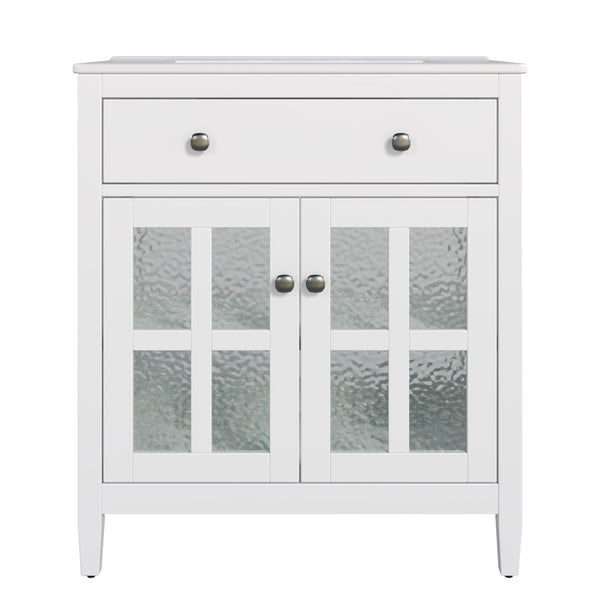 Bathroom Vanity With Ceramic Sink, Adjustable Shelf & Tip Out Tray