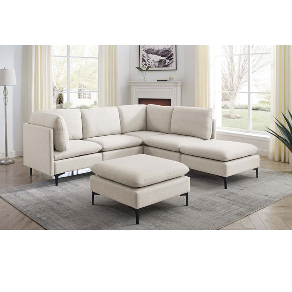 Upholstered Modular Sectional With Medium Firm Seat Cushion - Almond