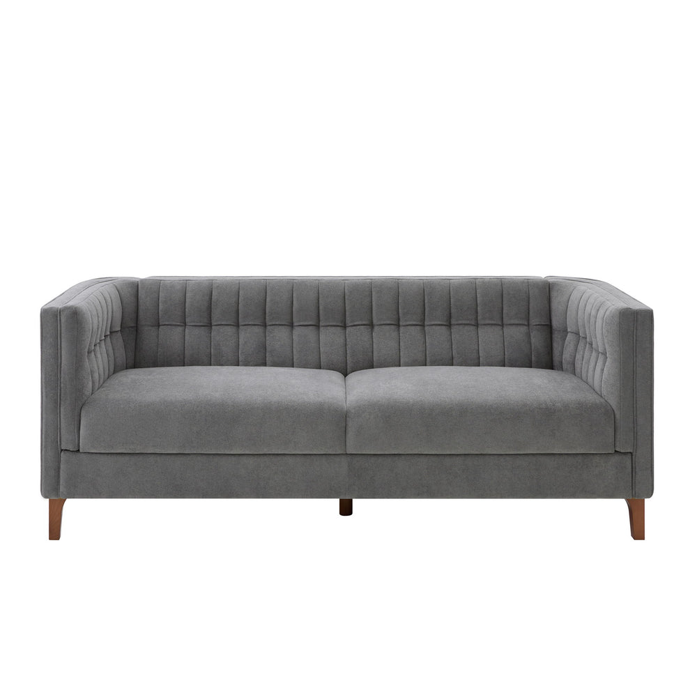 Modern 3 Seater Sofa, Upholstered Couch With Curved Armrests