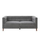 Modern 3 Seater Sofa, Upholstered Couch With Curved Armrests