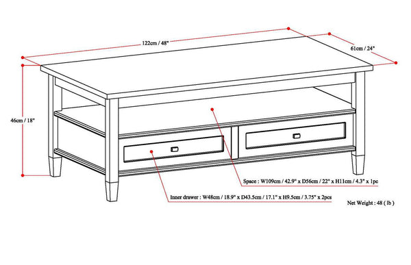 Warm Shaker - Coffee Table - Rustic Natural Aged Brown