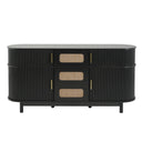 Fluted Sideboard Buffet Cabinet With Sliding Doors And Adjustable Shelves