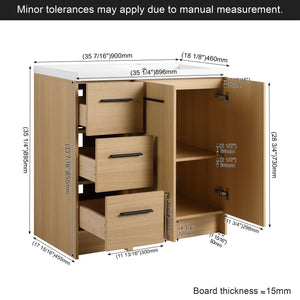 Freestanding Bathroom Vanity Set With Tall Linen Cabinet, 3 Drawers And Large Storage, Single Sink
