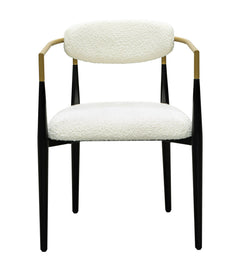 Jenson - White Dining Chair - Semi-Gloss Black /Brushed Gold / Ivory Boucle