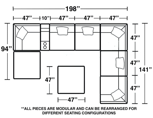Posh - Modular Sectional And Ottoman