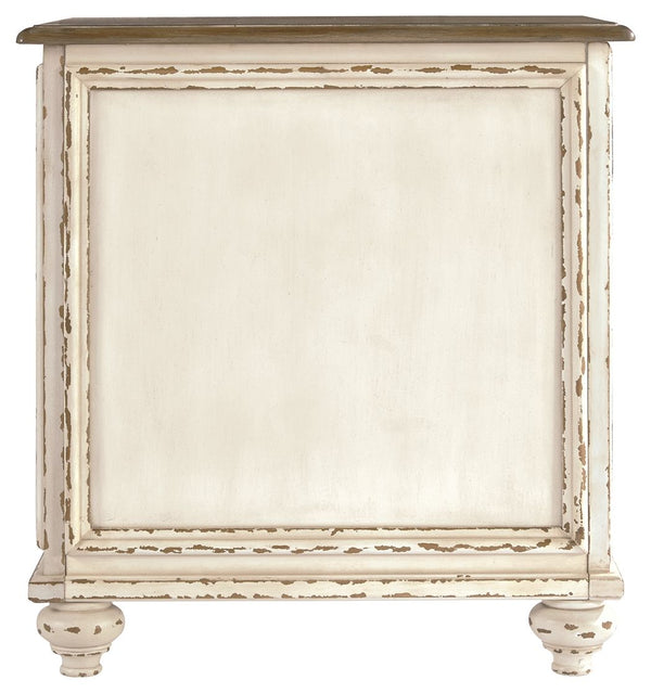 Realyn - Chair Side End Table - Insert Mirror - White / Brown