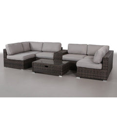 Elegant 4 Person Wicker Patio Seating Set With Cushions And Glass Top Table