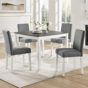 5 Piece Dining Table Set With 4 Chairs For Kitchen - Gray / White