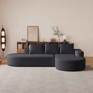 Modern Curved Sofa, L-Shaped Modular Sectional Set With 3 Pillows