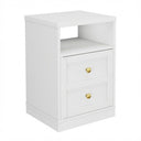 Nightstand With Door & Shelf, 2 Drawer Side Table