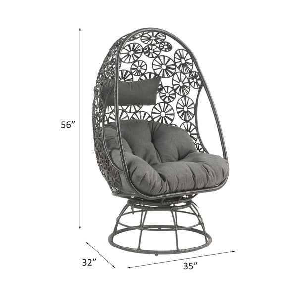 Hikre - Patio Lounge Chair & Side Table - Black / Charcoal