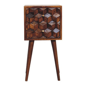 Mini Cube Carved 2 Drawer Nightstand