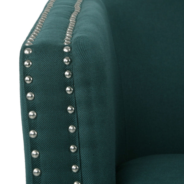 Modern Upholstered Swivel Club Chair With Nailhead Trim