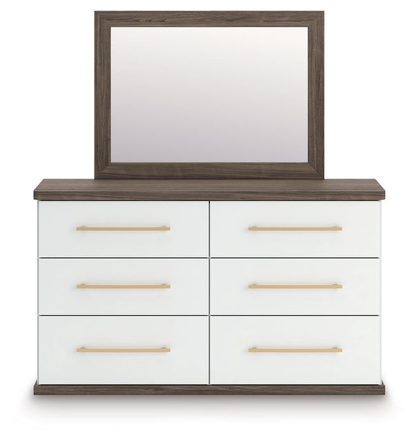 Kendanport - 4 Pc. - King Platform Bed, Dresser, Mirror And Nightstand - Brown / White