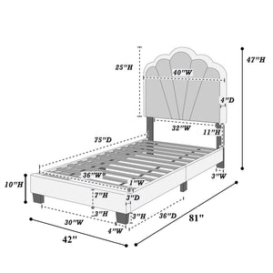 Bed With Floral Design Headboard And Built In LED Lighting
