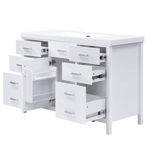 47.25" Modern Bathroom Vanity With Sink, Soft Close Single Door & 6 Drawers - White