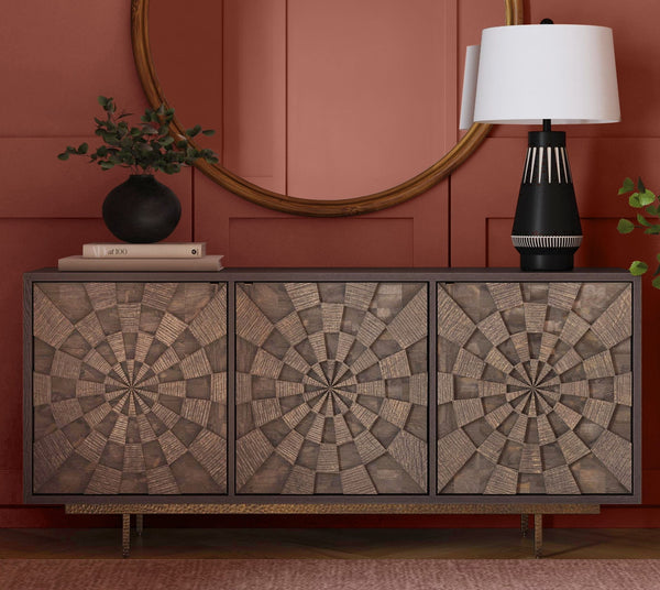 Adrienne - Server - Sandblasted Dark Brown & Antique Gold Metal