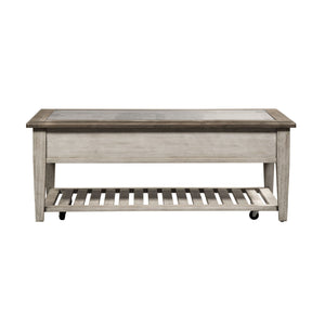 Heartland - Rect Ceiling Tile Cocktail Table - Antique White / Tobacco Tops